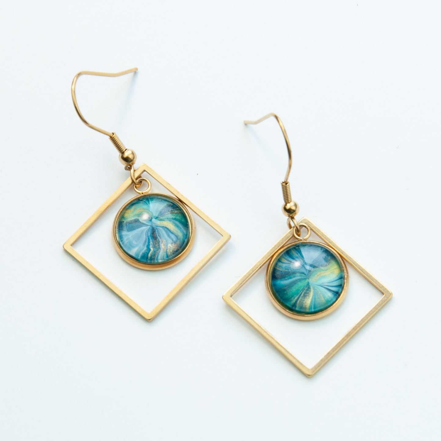 Gold Squared Pennant Earrings (101-G)