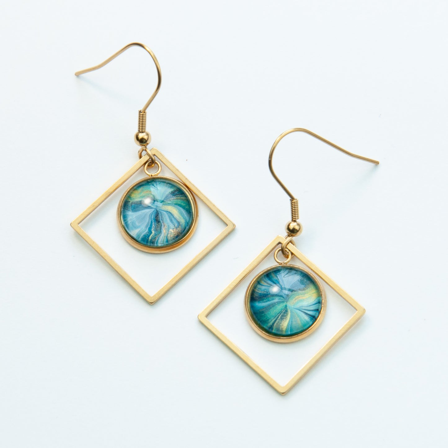 Gold Squared Pennant Earrings (101-G)
