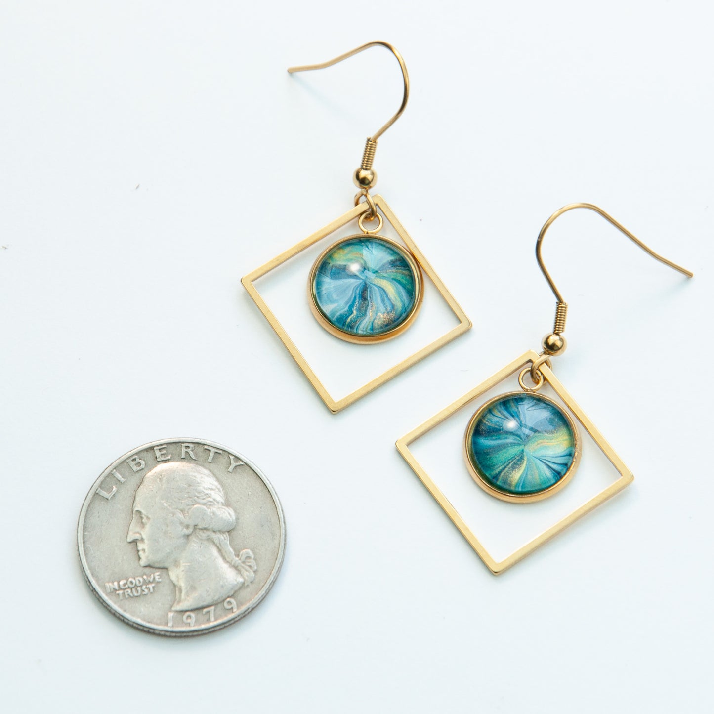 Gold Squared Pennant Earrings (101-G)