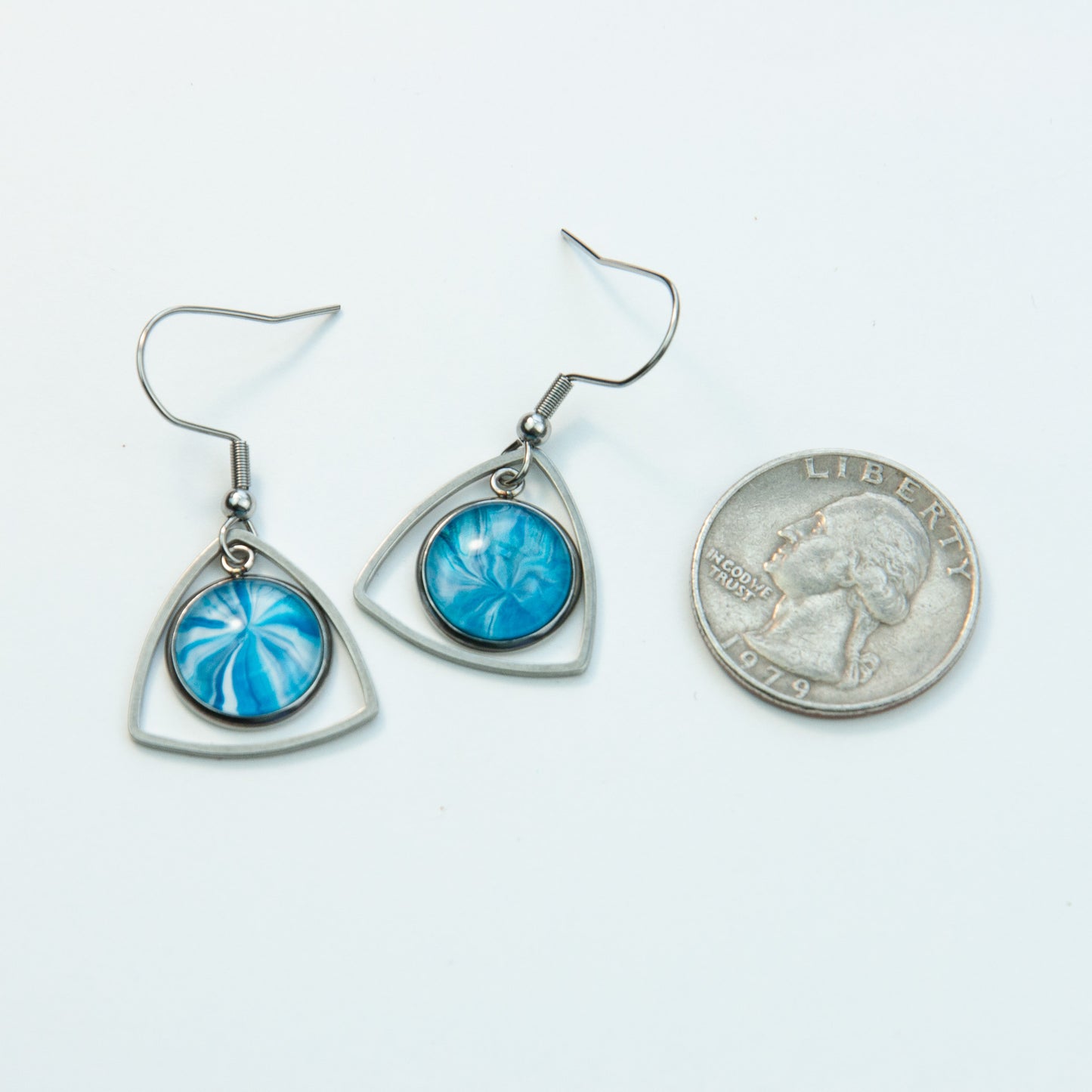 Waterfall Blue Spiral Pennant Earrings (112-S)