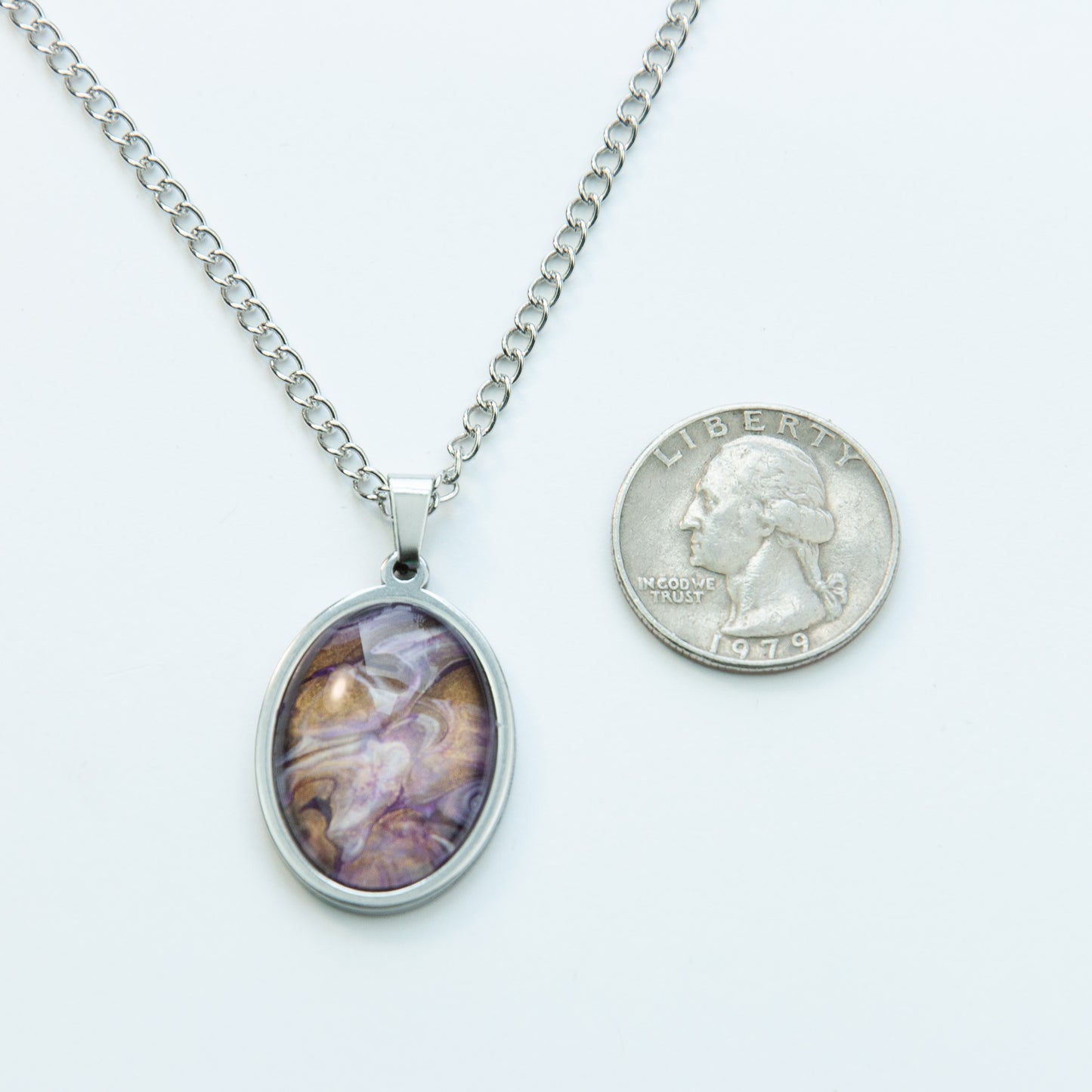 "Plumb & Gold" Fluid Art Necklace (208)