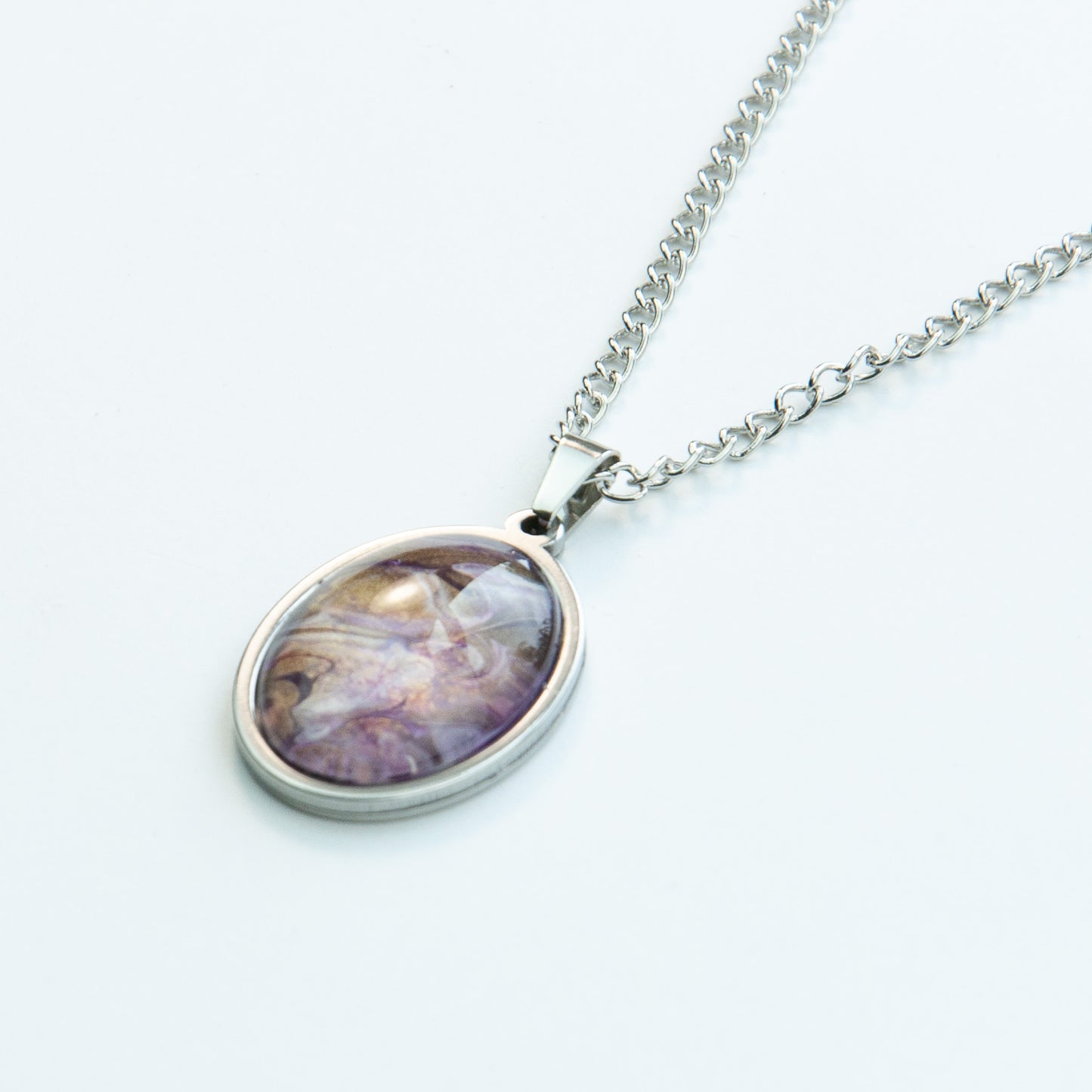 "Plumb & Gold" Fluid Art Necklace (208)