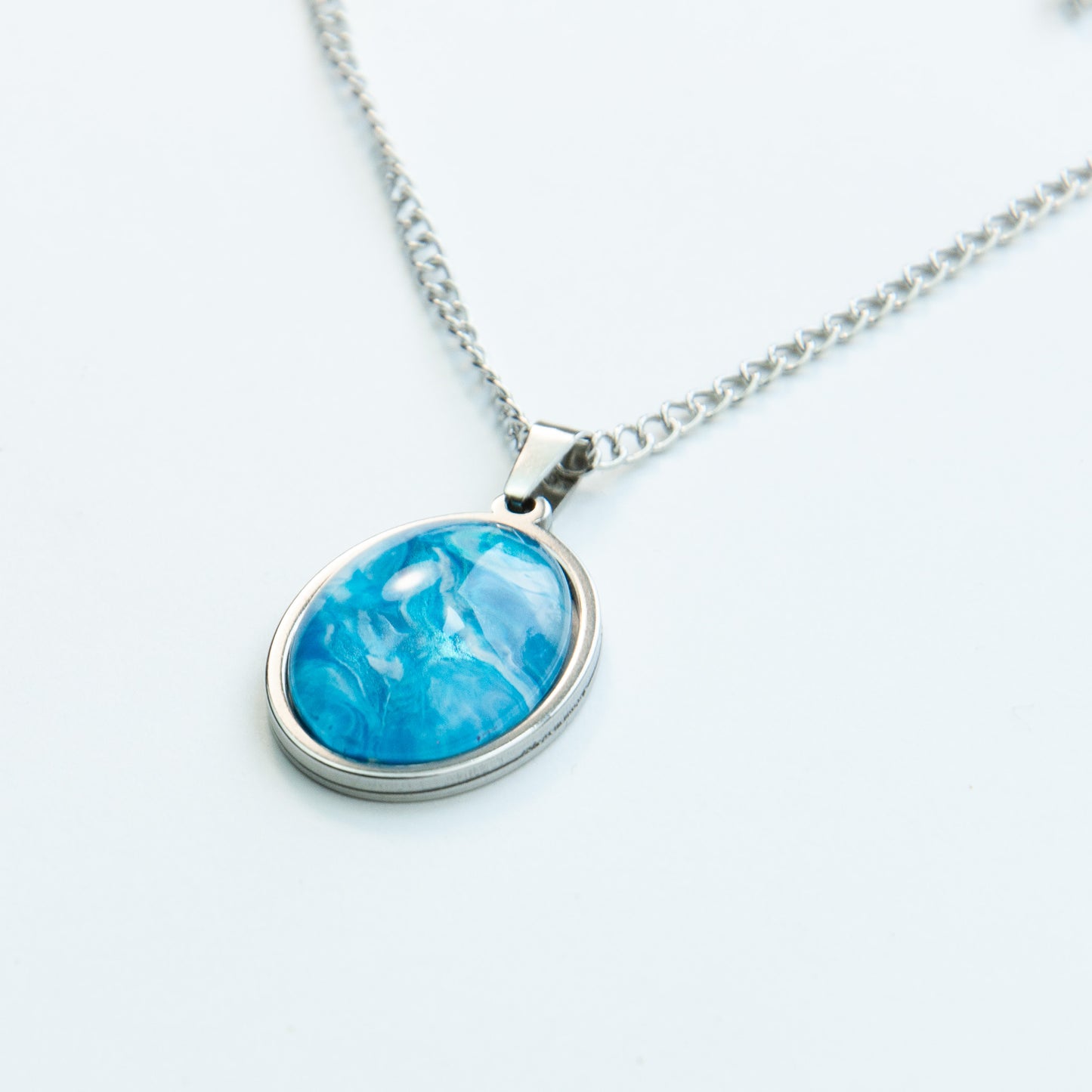"Tropical Waters" Blue Fluid Art Necklace (203)
