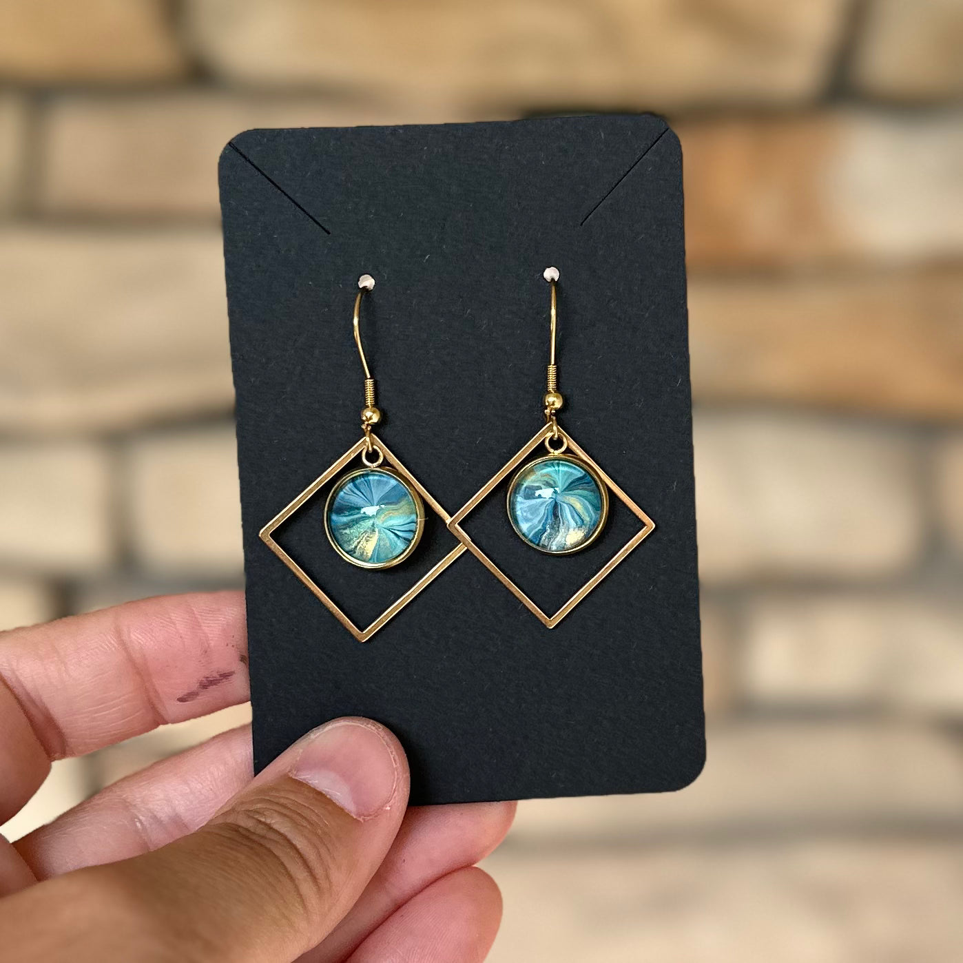 Gold Squared Pennant Earrings (101-G)