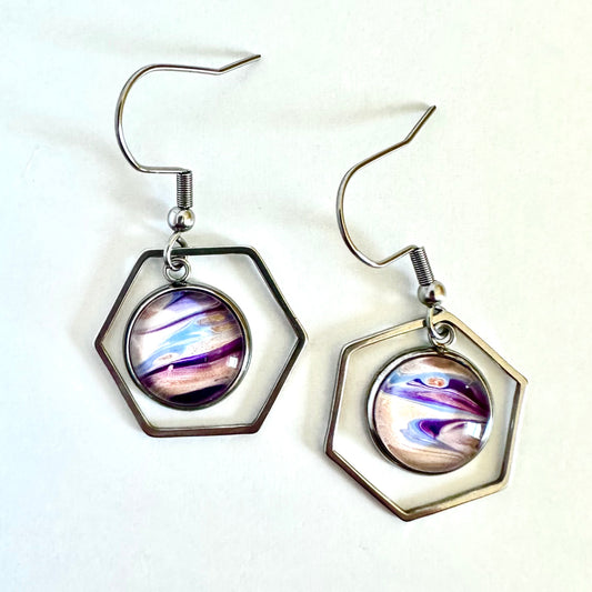 Purple Sunset Silver Earrings (122-S)