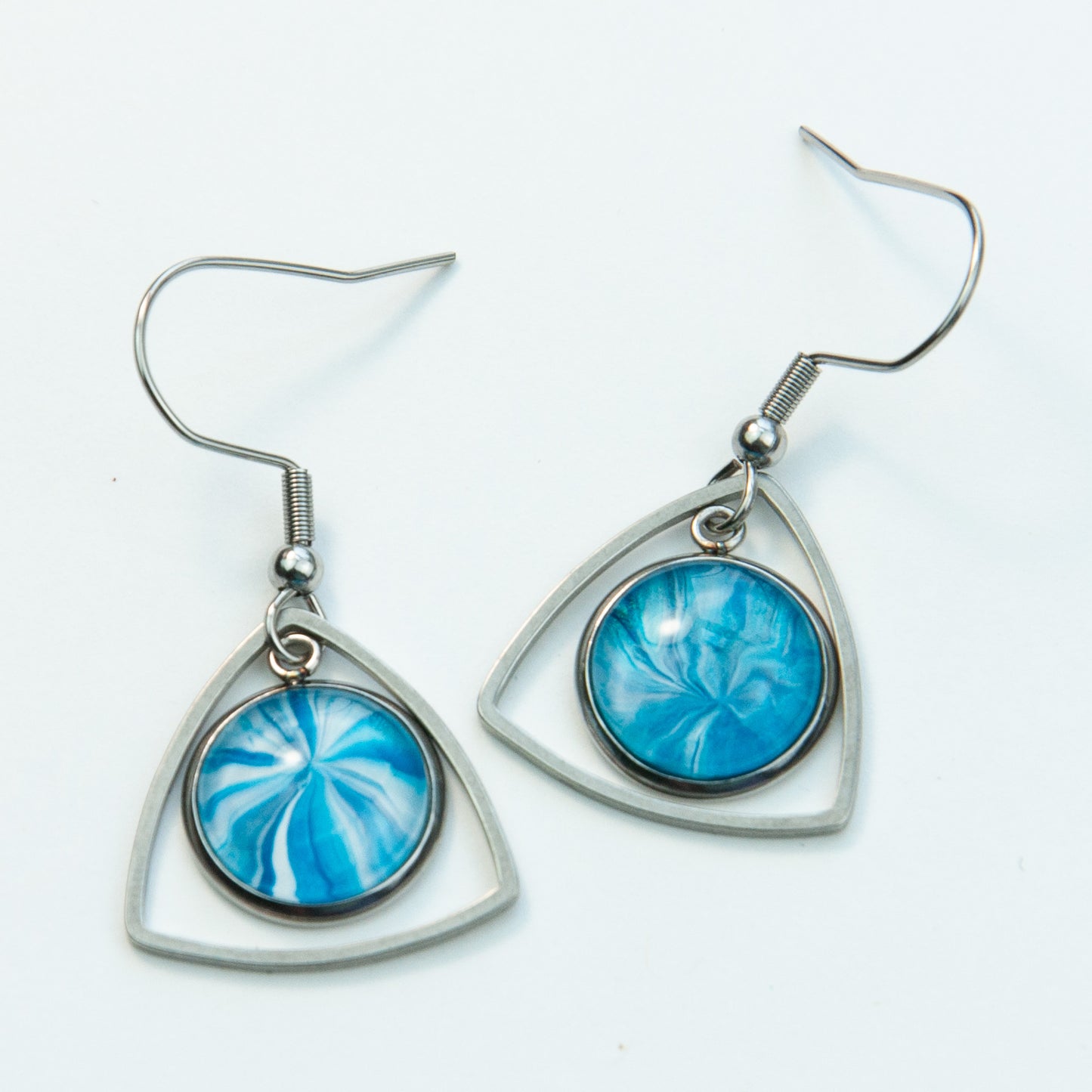 Waterfall Blue Spiral Pennant Earrings (112-S)