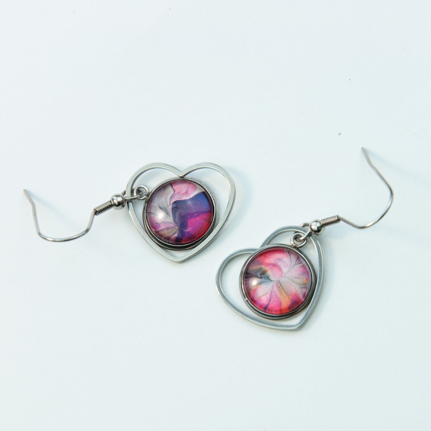 Purple Heart Silver Pennant Earrings (114-S)