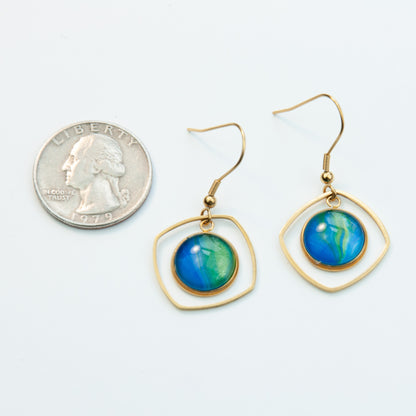 Earth Inspired Gold Pennant Circle Earrings (109-G)