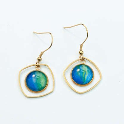 Earth Inspired Gold Pennant Circle Earrings (109-G)