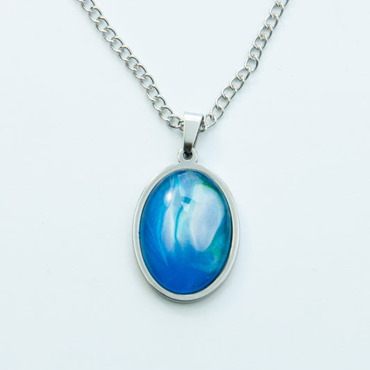 "Essence" Blue Fluid Art Necklace (202)